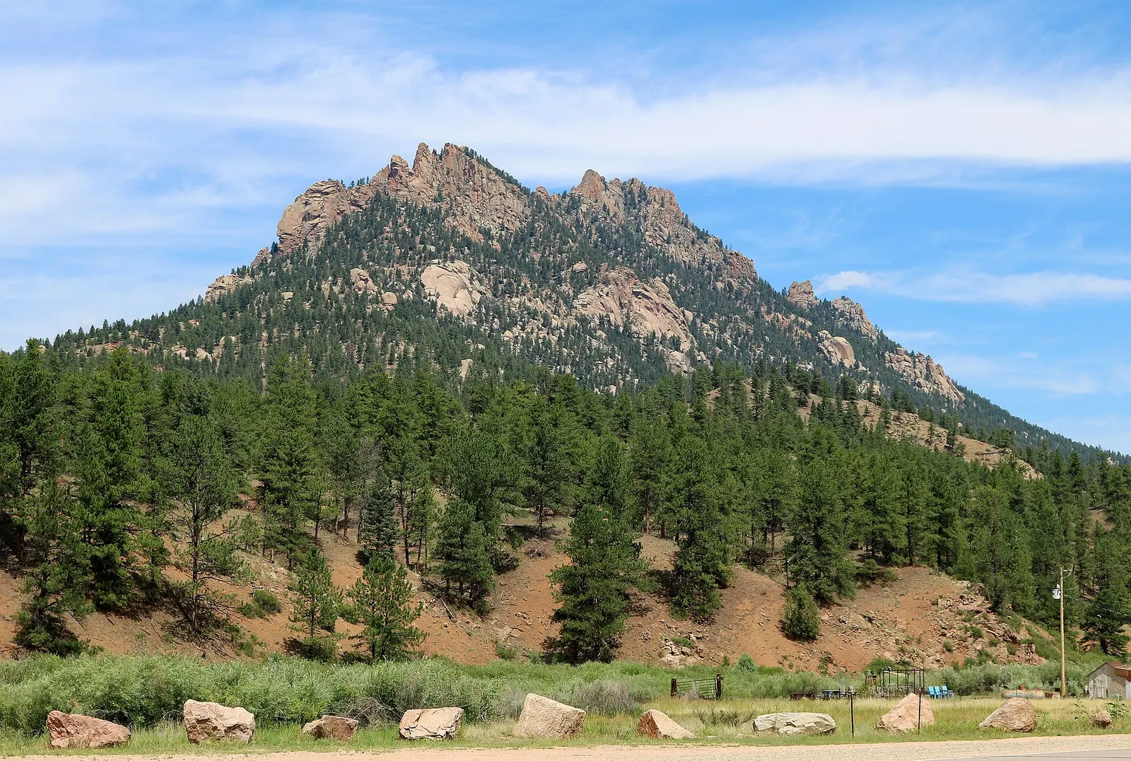 Granite peak and ponderosa pines in the Colorado foothills west of Denver