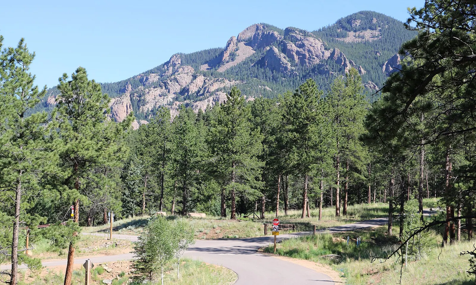 Pine-covered granite peaks in the Colorado foothills near Pine, CO, where Francci Electric & Controls works