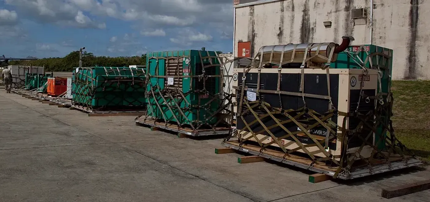 Standby power generators staged for installation
