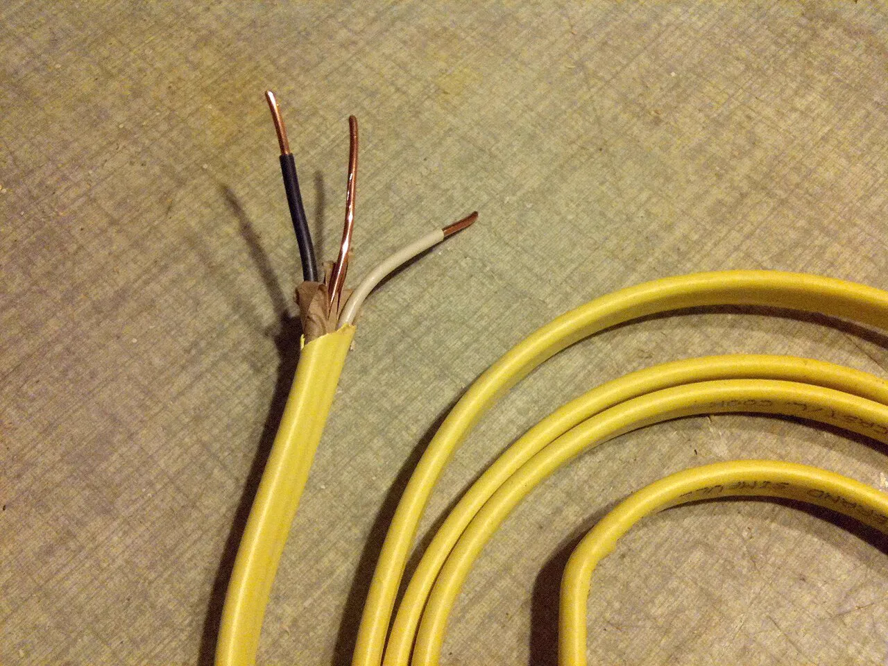 New Romex cable ready for a rough-in wiring job